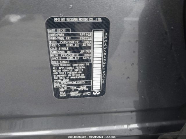 3PCAJ5BA3MF120595 Infiniti Qx50 Luxe