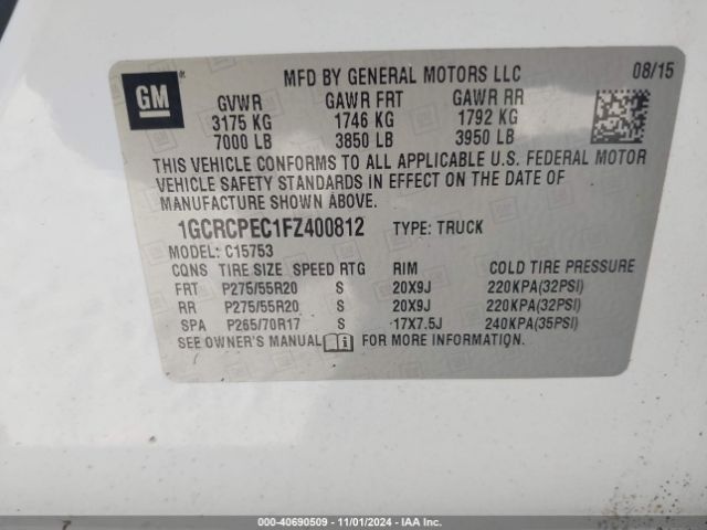 1GCRCPEC1FZ400812 Chevrolet Silverado 1500 Ls