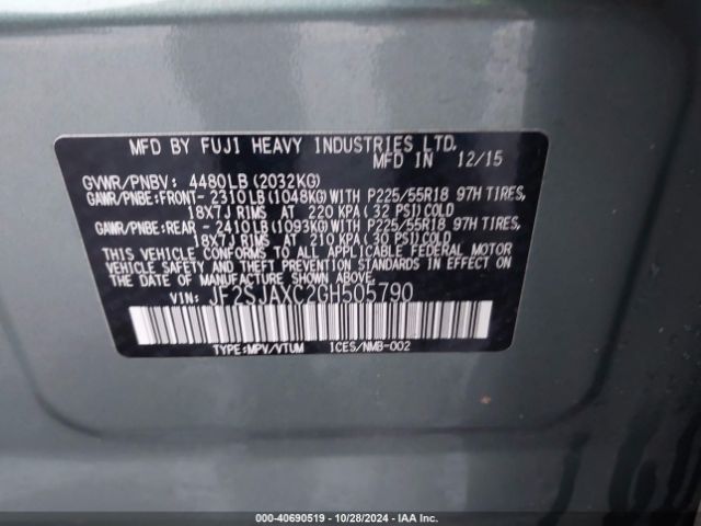 JF2SJAXC2GH505790 Subaru Forester 2.5i Touring