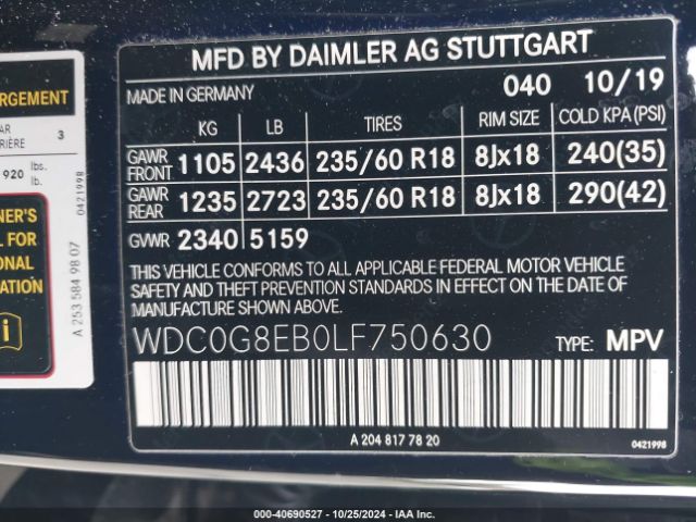 WDC0G8EB0LF750630 Mercedes-Benz Glc 300 4matic