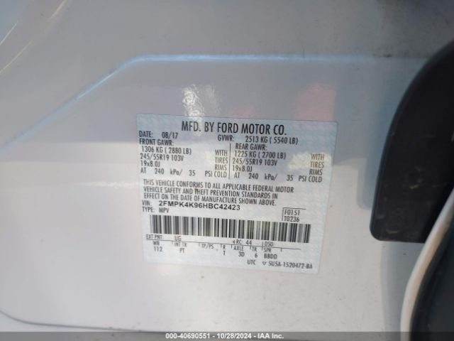 2FMPK4K96HBC42423 Ford Edge Titanium
