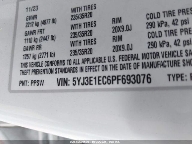 5YJ3E1EC6PF693076 Tesla Model 3 Performance Dual Motor All-wheel Drive