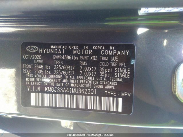 KM8J33A41MU362301 Hyundai Tucson Value
