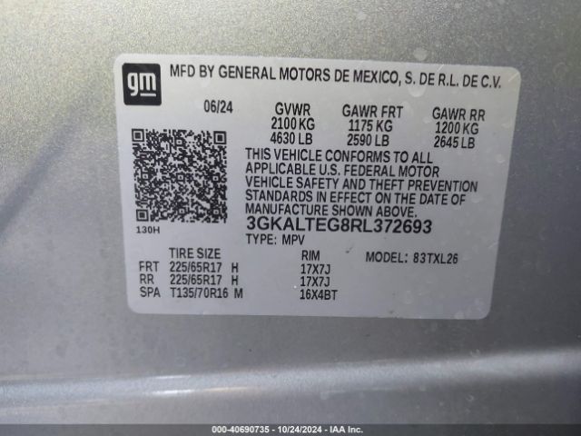 3GKALTEG8RL372693 GMC Terrain Awd Sle