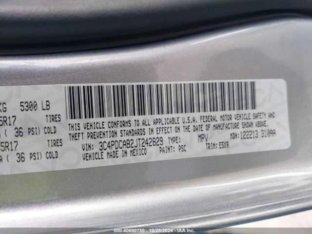 3C4PDCAB2JT242829 Dodge JOURNEY SE