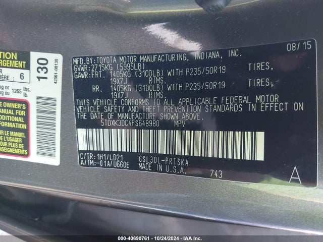 Toyota Sienna Se 8 Passenger 2015 5TDXK3DC4FS648980 Image 9