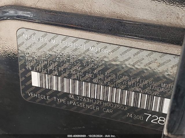 2015 MITSUBISHI MIRAGE ML32A3HJ2FH007503 Photo 8