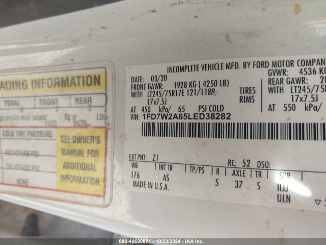 Ford F-250 Xl 2020 1FD7W2A65LED38282 Image 9