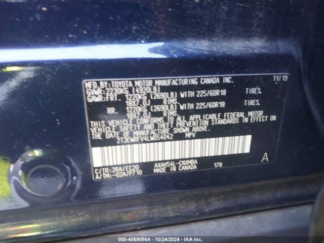 2T3EWRFV4LW054042 Toyota Rav4 Hybrid Xse