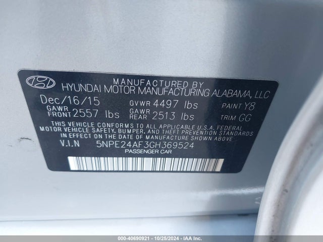 Hyundai SONATA SE 2016 5NPE24AF3GH369524 Image 9