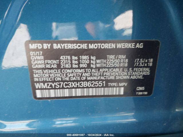 WMZYS7C3XH3B62551 Mini Countryman Cooper