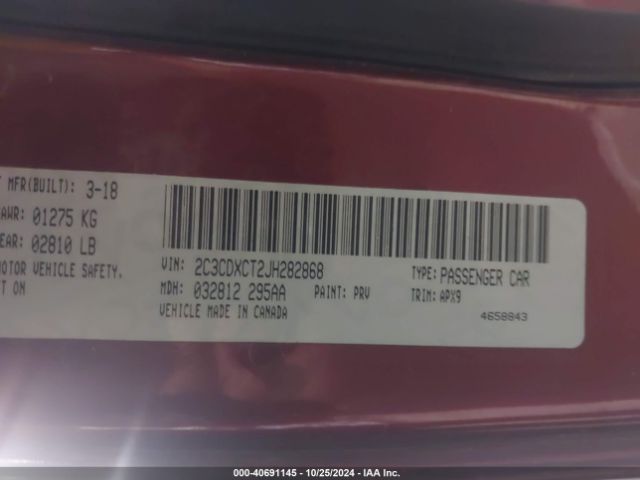 2C3CDXCT2JH282868 Dodge Charger R/t Rwd