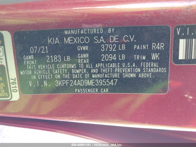 KIA Forte Lxs 2021 3KPF24AD9ME395547 Image 9