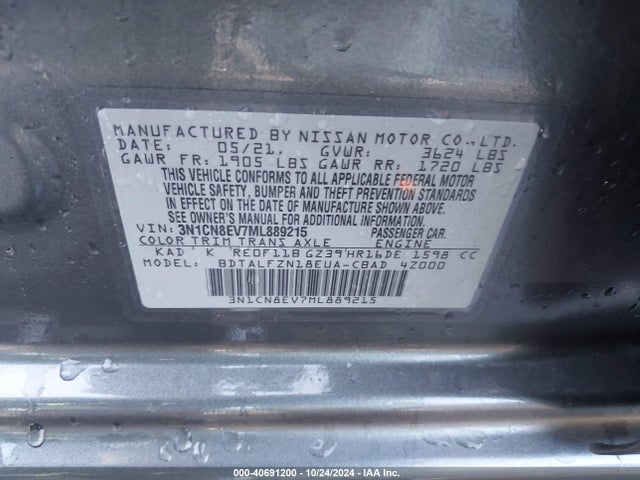 Nissan Versa Sv Xtronic Cvt 2021 3N1CN8EV7ML889215 Image 9