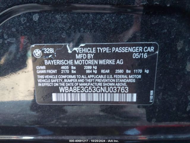WBA8E3G53GNU03763 BMW 328i Xdrive