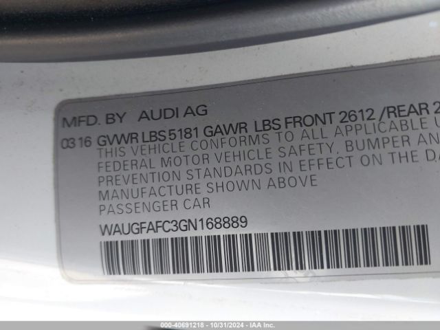 WAUGFAFC3GN168889 Audi A6 2.0t Premium Plus