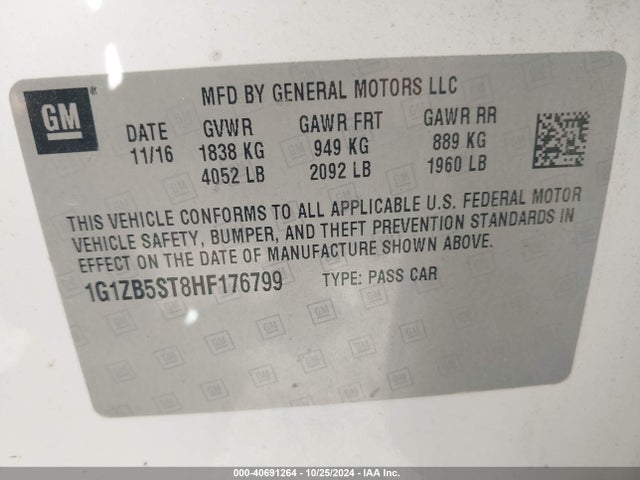 Chevrolet MALIBU LS 2017 1G1ZB5ST8HF176799 Image 9