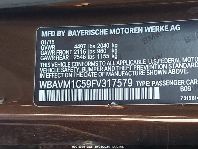 BMW X1 Sdrive28i 2015 WBAVM1C59FV317579 Image 9