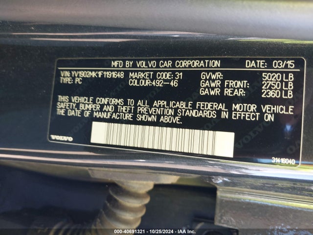 Volvo S80 T6 2015 YV1902MK1F1191648 Image 9