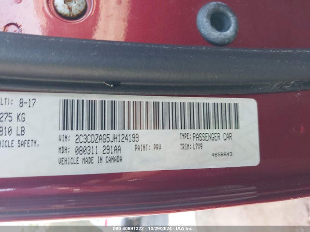 Dodge Challenger Sxt 2018 2C3CDZAG5JH124199 Image 9