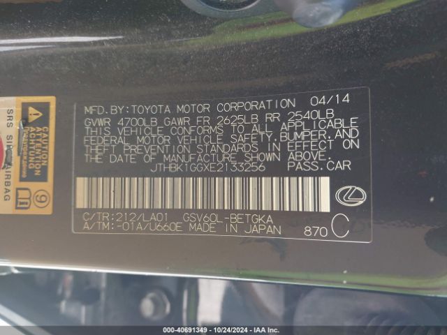 JTHBK1GGXE2133256 Lexus ES 350