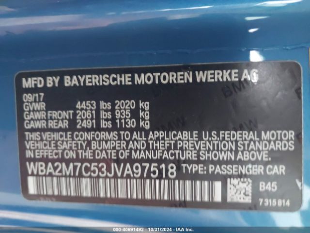 WBA2M7C53JVA97518 BMW 230I