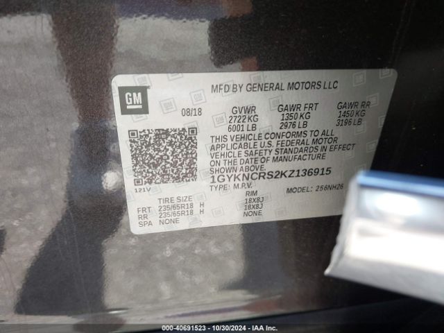 1GYKNCRS2KZ136915 Cadillac XT5 LUXURY