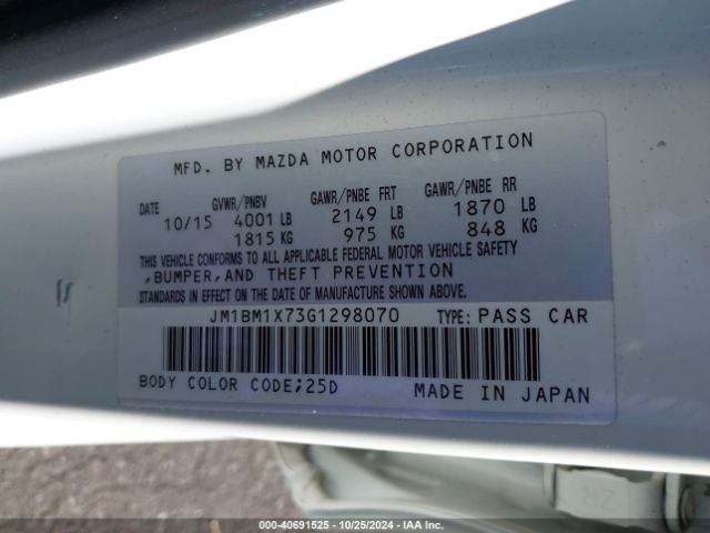 JM1BM1X73G1298070 Mazda Mazda3 I Grand Touring
