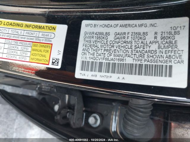 1HGCV1F66JA016961 Honda Accord Ex-l