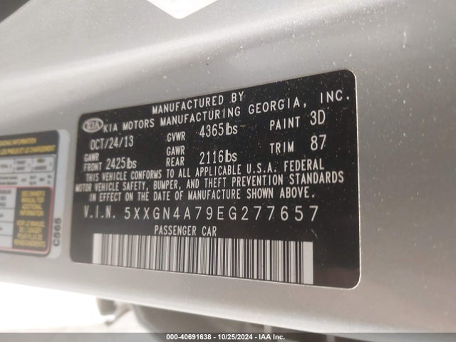 KIA OPTIMA EX 2014 5XXGN4A79EG277657 Image 9