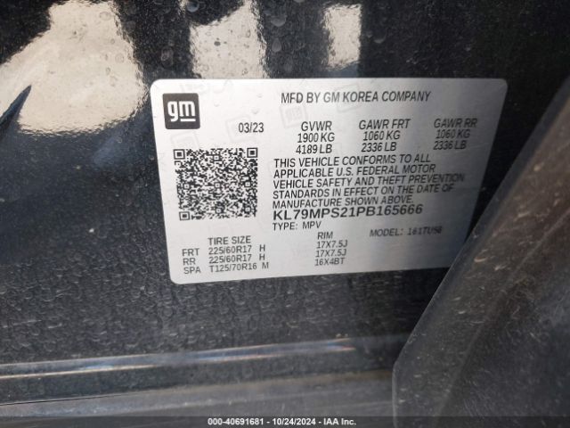 KL79MPS21PB165666 Chevrolet Trailblazer Fwd Lt