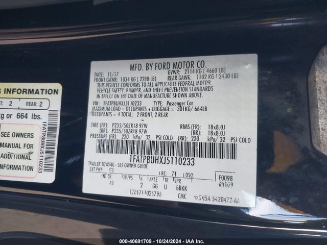 Ford Mustang Ecoboost Premium 2018 1FATP8UHXJ5110233 Image 9