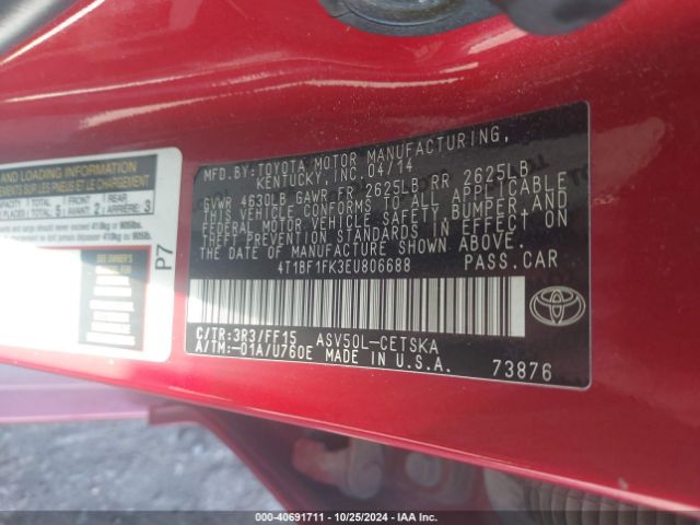 4T1BF1FK3EU806688 Toyota CAMRY SE