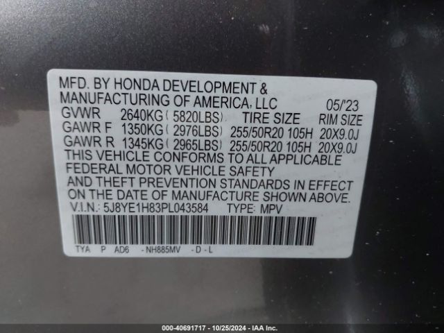 5J8YE1H83PL043584 Acura Mdx Advance Package