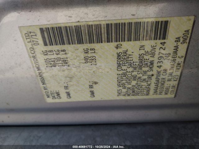 1N4AA6APXHC439724 Nissan Maxima 3.5 Sv