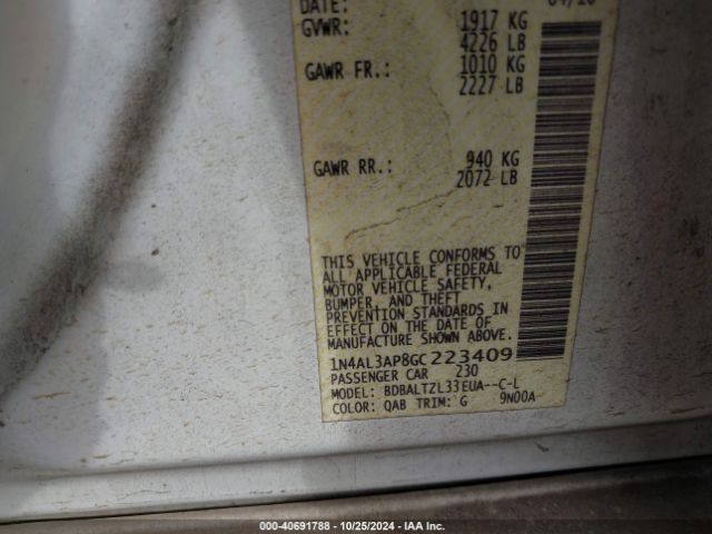 1N4AL3AP8GC223409 Nissan Altima 2.5 Sl