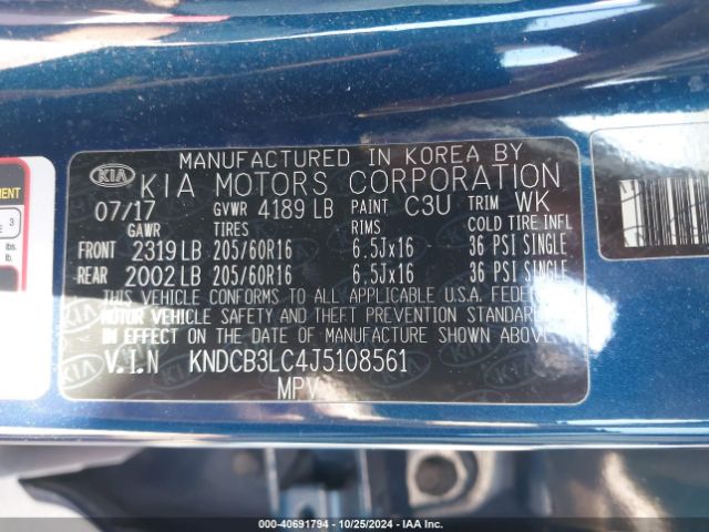 KNDCB3LC4J5108561 KIA NIRO LX
