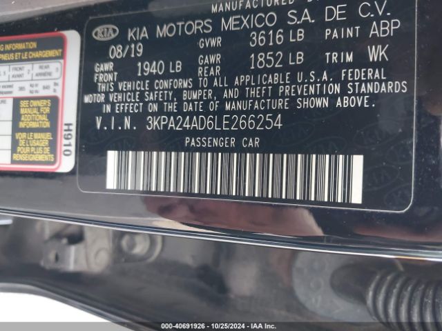 3KPA24AD6LE266254 KIA RIO LX