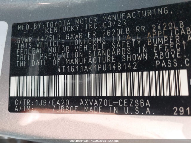 Toyota CAMRY SE 2023 4T1G11AK1PU148142 Image 9