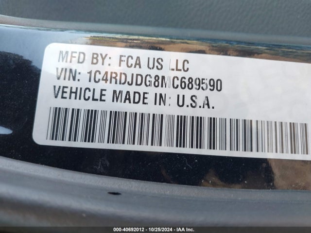 1C4RDJDG8MC689590 Dodge Durango Gt Plus Awd