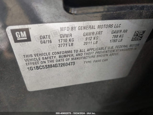 Chevrolet Cruze Ls Auto 2016 1G1BC5SM4G7260473 Image 9