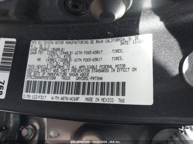 3TMCZ5AN4MM387200 Toyota Tacoma Trd Sport