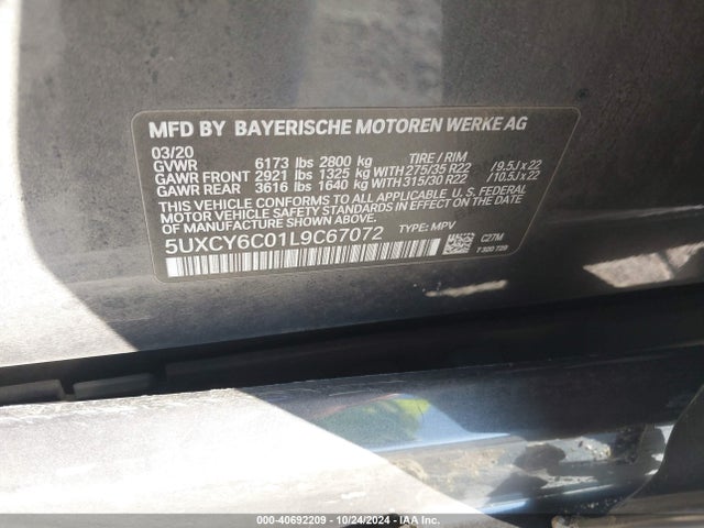 5UXCY6C01L9C67072 BMW X6 Xdrive40i