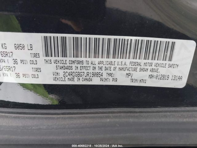 2C4RDGBG7JR190854 Dodge Grand Caravan Se