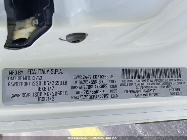 ZFB636VP7N6W05747 RAM Promaster City Cargo Van
