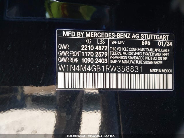 W1N4M4GB1RW358831 Mercedes-Benz GLB 250
