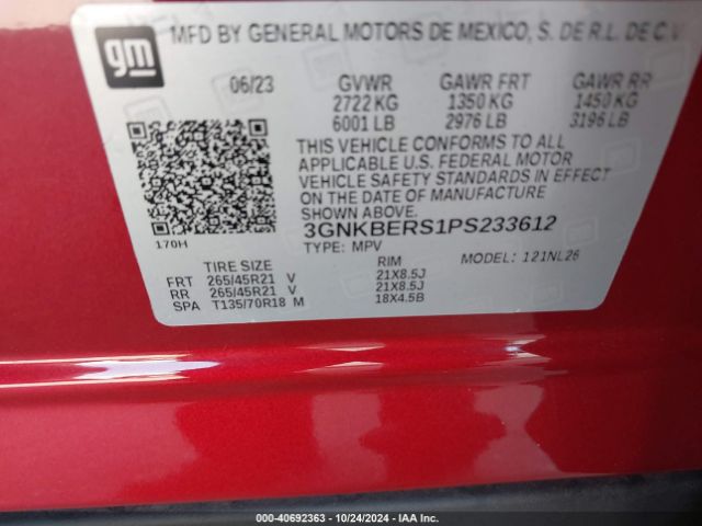 3GNKBERS1PS233612 Chevrolet Blazer Fwd Rs