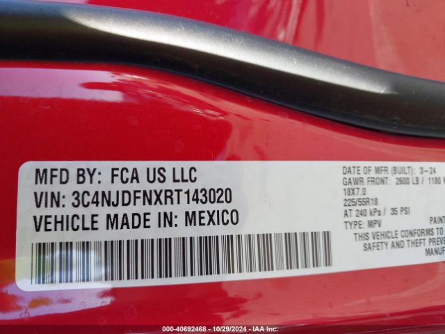 3C4NJDFNXRT143020 Jeep Compass Latitude Lux Fwd
