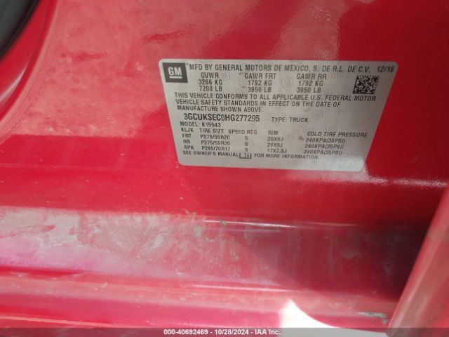 3GCUKSEC0HG277295 Chevrolet Silverado 1500 1lz