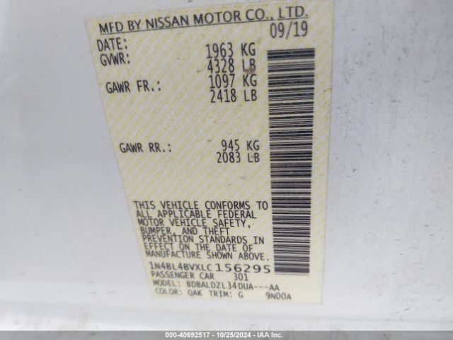 1N4BL4BVXLC156295 Nissan Altima S Fwd